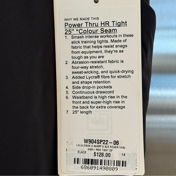 NWT Lululemon Power Thru Legging x Barry’s Tights in Black Orange colour seam - Picture 8 of 16